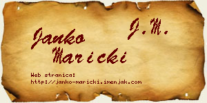 Janko Maricki vizit kartica